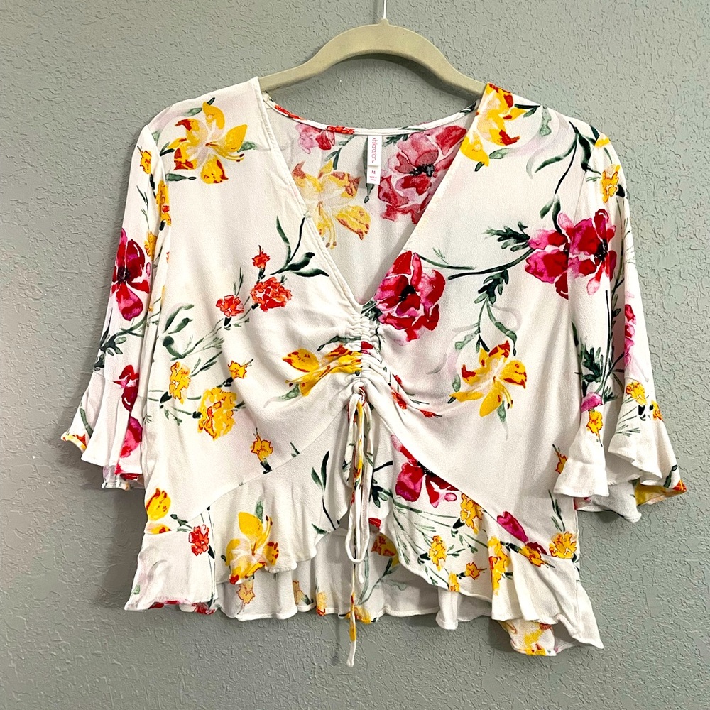 White Floral Crop Top